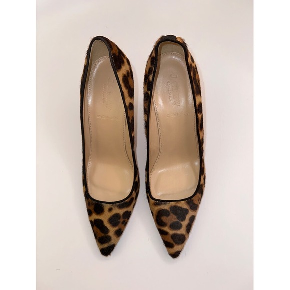 J. Crew Collection Ponyhair Hazelnut Leopard Elsie Heels Pumps Size 7 $395 Italy - Picture 12 of 16